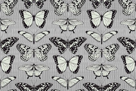 seamless summer backgrounds - A seamless tiling repeating butterfly pattern background with beautiful butterflies Stock Photo - Budget Royalty-Free & Subscription, Code: 400-07477673