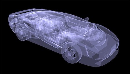 drawing car photo - X-ray concept car. Isolated render on a black background Stock Photo - Budget Royalty-Free & Subscription, Code: 400-07477697