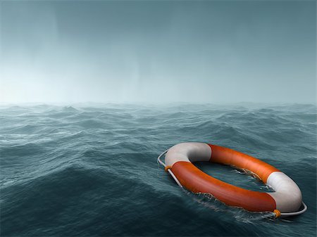 Lifebuoy floating in the vast expanse of sea Photographie de stock - Aubaine LD & Abonnement, Code: 400-07477784