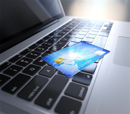 Computer generated image credit card on laptop's keyboard. Electronic commerce concept. Stockbilder - Microstock & Abonnement, Bildnummer: 400-07477795