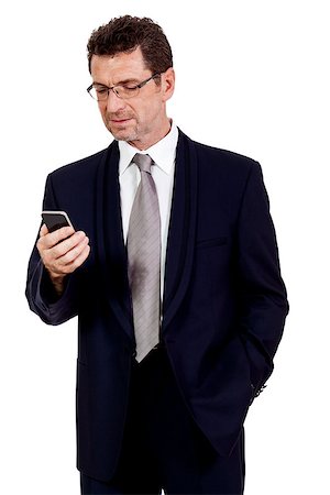 simsearch:400-07293028,k - adult businessman with smartphone mobilephone isolated on white Photographie de stock - Aubaine LD & Abonnement, Code: 400-07478140