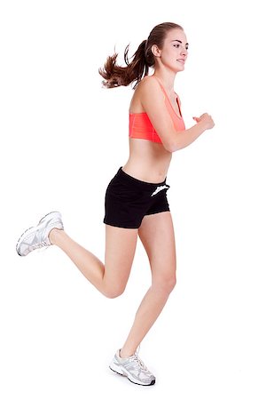 simsearch:400-07682342,k - young attractive woman jogging jogger runner sport isolated on white Stock Photo - Budget Royalty-Free & Subscription, Code: 400-07478191