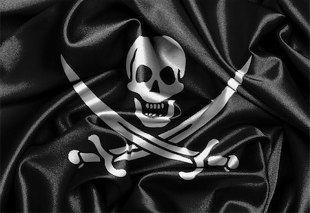 simsearch:400-08250314,k - Satin flag, three dimensional render, pirate flag Stock Photo - Budget Royalty-Free & Subscription, Code: 400-07478668