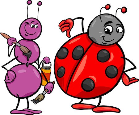 simsearch:400-07486756,k - Cartoon Illustration of Ant and Ladybug Insects Characters Photographie de stock - Aubaine LD & Abonnement, Code: 400-07478861