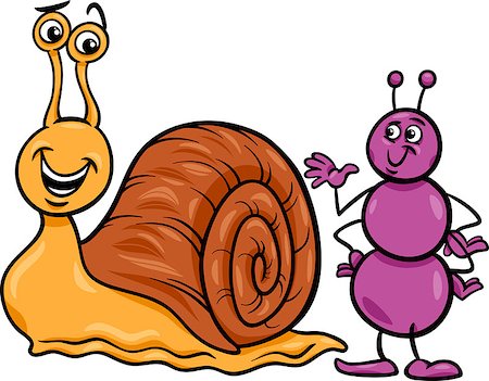 simsearch:400-07486756,k - Cartoon Illustration of Ant Insect and Snail Characters Photographie de stock - Aubaine LD & Abonnement, Code: 400-07478863