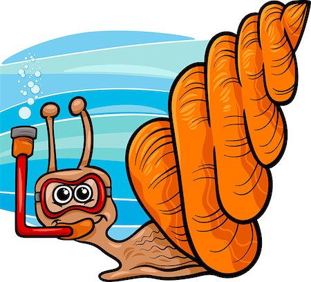 Cartoon Illustration of Funny Sea Snail Mollusk Underwater Stock Photo - Budget Royalty-Free & Subscription, Code: 400-07478876