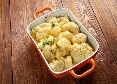 Vegetable Cauliflower  gratin .casserole on a rustic table Stock Photo - Budget Royalty-Free & Subscription, Code: 400-07478914