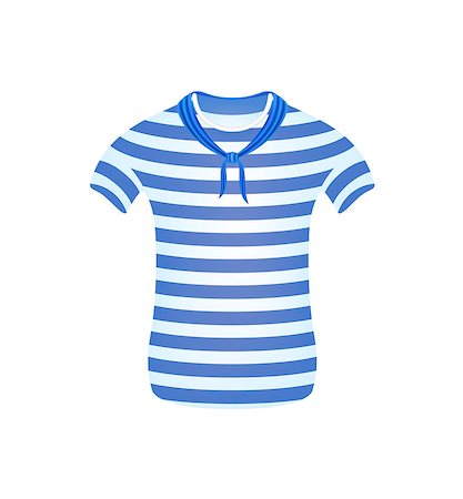 Striped sailor t-shirt with blue scarf on white background Stock Photo - Budget Royalty-Free & Subscription, Code: 400-07479164