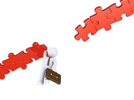 simsearch:400-07338104,k - Businessman hanging at the edge of a damaged puzzle path Stock Photo - Budget Royalty-Free & Subscription, Code: 400-07479297