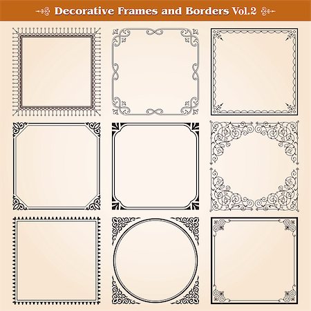 floral corner frame - Decorative frames and borders set vector Stock Photo - Budget Royalty-Free & Subscription, Code: 400-07479314