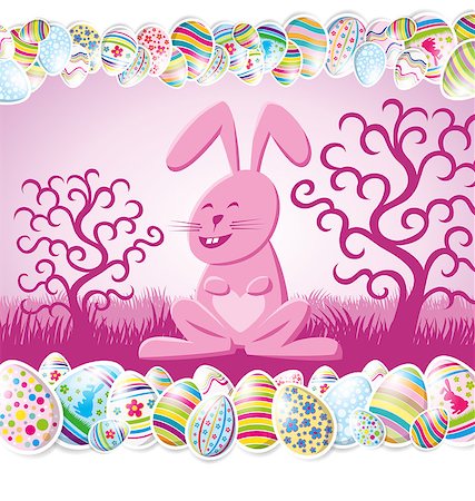 simsearch:400-05040794,k - Vector Easter card with eggs of different color, rabbit Stock Photo - Budget Royalty-Free & Subscription, Code: 400-07479449