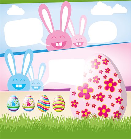 simsearch:400-05040794,k - Vector Easter card with eggs of different color, rabbit Stock Photo - Budget Royalty-Free & Subscription, Code: 400-07479454