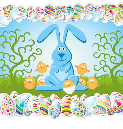 simsearch:400-05040794,k - Vector Easter card with eggs of different color, rabbit Stock Photo - Budget Royalty-Free & Subscription, Code: 400-07479457