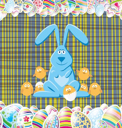 simsearch:400-05040794,k - Vector Easter card with eggs of different color, rabbit Stock Photo - Budget Royalty-Free & Subscription, Code: 400-07479458