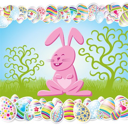 simsearch:400-05040794,k - Vector Easter card with eggs of different color, rabbit Stock Photo - Budget Royalty-Free & Subscription, Code: 400-07479450