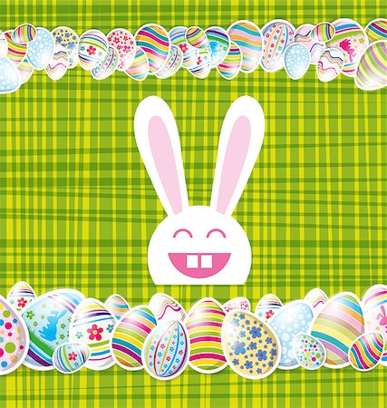 simsearch:400-05040794,k - Vector Easter card with eggs of different color, rabbit Stock Photo - Budget Royalty-Free & Subscription, Code: 400-07479452