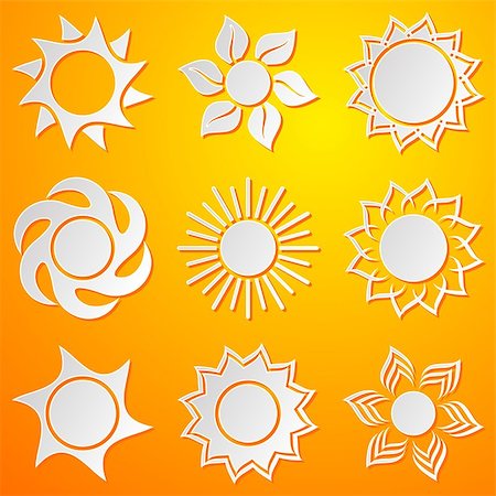 simsearch:400-07661639,k - Various white abstract suns collection on orange background Stock Photo - Budget Royalty-Free & Subscription, Code: 400-07479462