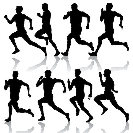 simsearch:400-04273380,k - Set of silhouettes. Runners on sprint, men. vector illustration. Foto de stock - Super Valor sin royalties y Suscripción, Código: 400-07479614