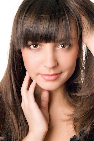 simsearch:400-05887132,k - Portrait of pretty woman with dark hair and brown eyes. Isolated Stock Photo - Budget Royalty-Free & Subscription, Code: 400-07479934