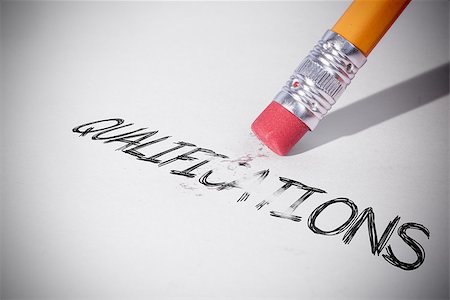 simsearch:400-07469999,k - Pencil erasing the word qualifications on paper Stock Photo - Budget Royalty-Free & Subscription, Code: 400-07470026