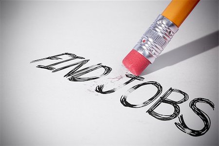 simsearch:400-07469999,k - Pencil erasing the word find jobs on paper Stock Photo - Budget Royalty-Free & Subscription, Code: 400-07470030