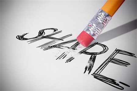 simsearch:400-07470030,k - Pencil erasing the word share on paper Stock Photo - Budget Royalty-Free & Subscription, Code: 400-07470053