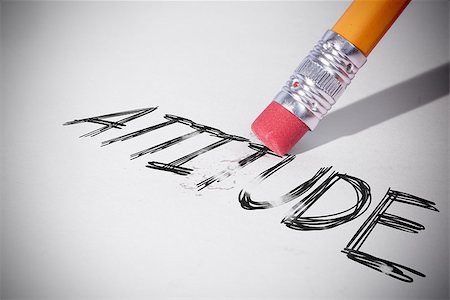simsearch:400-07470030,k - Pencil erasing the word attitude on paper Stock Photo - Budget Royalty-Free & Subscription, Code: 400-07470066