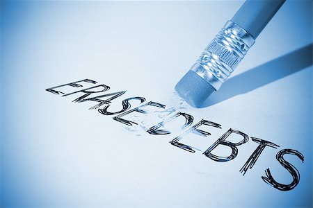 simsearch:400-07470030,k - Pencil erasing the word erase debts on paper Stock Photo - Budget Royalty-Free & Subscription, Code: 400-07470098