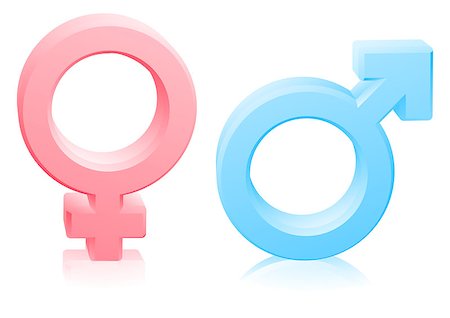 Man and woman, male and female gender sexes signs or symbols in pink and blue Stock Photo - Budget Royalty-Free & Subscription, Code: 400-07470184