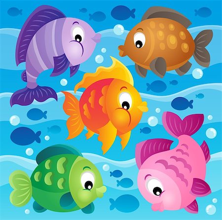 simsearch:400-08616368,k - Fish theme image 9 - eps10 vector illustration. Foto de stock - Super Valor sin royalties y Suscripción, Código: 400-07470258