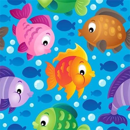 simsearch:400-08616368,k - Fish theme seamless background 2 - eps10 vector illustration. Foto de stock - Super Valor sin royalties y Suscripción, Código: 400-07470259