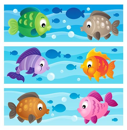 simsearch:400-08616368,k - Underwater theme banners 1 - eps10 vector illustration. Foto de stock - Super Valor sin royalties y Suscripción, Código: 400-07470281