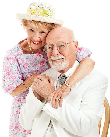 simsearch:400-08040653,k - Formal portrait of a traditional Southern senior couple in love.  White background. Stock Photo - Budget Royalty-Free & Subscription, Code: 400-07470500