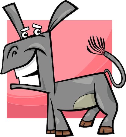 simsearch:400-09050259,k - Cartoon Illustration of Funny Donkey Farm Animal Foto de stock - Royalty-Free Super Valor e Assinatura, Número: 400-07470564