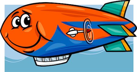 Cartoon Illustration of Funny Zeppelin Airship Comic Mascot Character Foto de stock - Super Valor sin royalties y Suscripción, Código: 400-07470579