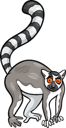 simsearch:400-09121641,k - Cartoon Illustration of Funny Lemur Animal Foto de stock - Super Valor sin royalties y Suscripción, Código: 400-07470573