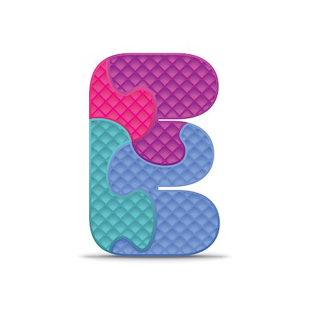 Letter E written with alphabet puzzle - vector illustration Stock Photo - Budget Royalty-Free & Subscription, Code: 400-07470592