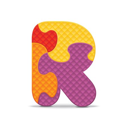 Letter R written with alphabet puzzle - vector illustration Stock Photo - Budget Royalty-Free & Subscription, Code: 400-07470605