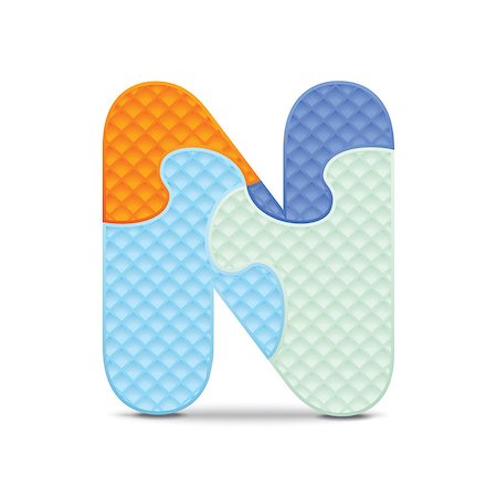 Letter N written with alphabet puzzle - vector illustration Stock Photo - Budget Royalty-Free & Subscription, Code: 400-07470601