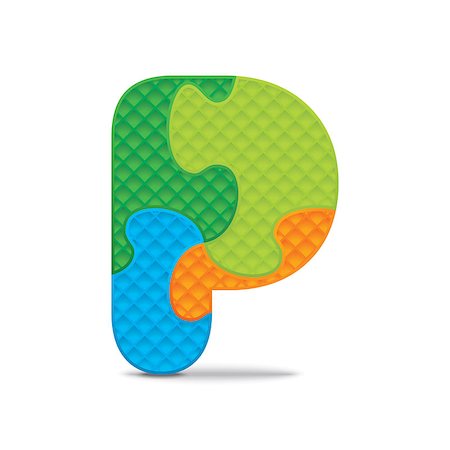 Letter P written with alphabet puzzle - vector illustration Stock Photo - Budget Royalty-Free & Subscription, Code: 400-07470603