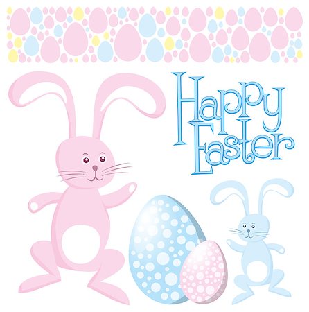 simsearch:400-05040794,k - Vector Easter card with eggs of different color, rabbit Stock Photo - Budget Royalty-Free & Subscription, Code: 400-07470878