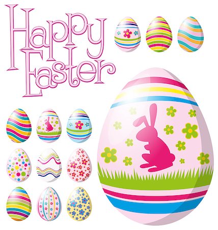 simsearch:400-05040794,k - Vector Easter card with eggs of different color, rabbit Stock Photo - Budget Royalty-Free & Subscription, Code: 400-07470873