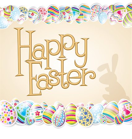 simsearch:400-05040794,k - Vector Easter card with eggs of different color, rabbit Stock Photo - Budget Royalty-Free & Subscription, Code: 400-07470885