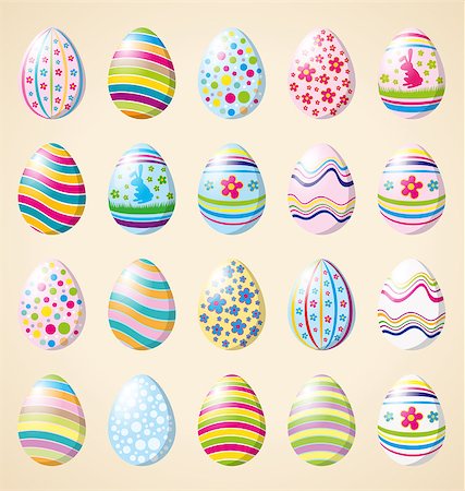 simsearch:400-05040794,k - Vector Easter card with eggs of different color, rabbit Stock Photo - Budget Royalty-Free & Subscription, Code: 400-07470883