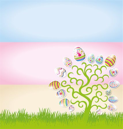 simsearch:400-05040794,k - Vector Easter card with eggs of different color, rabbit Stock Photo - Budget Royalty-Free & Subscription, Code: 400-07470895