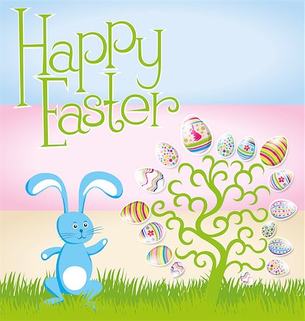 simsearch:400-05040794,k - Vector Easter card with eggs of different color, rabbit Stock Photo - Budget Royalty-Free & Subscription, Code: 400-07470896