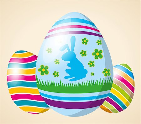 simsearch:400-05040794,k - Vector Easter card with eggs of different color, rabbit Stock Photo - Budget Royalty-Free & Subscription, Code: 400-07470897