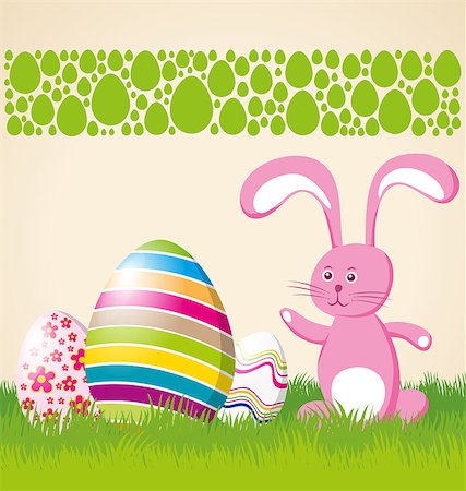 simsearch:400-05040794,k - Vector Easter card with eggs of different color, rabbit Stock Photo - Budget Royalty-Free & Subscription, Code: 400-07470890