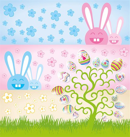 simsearch:400-05040794,k - Vector Easter card with eggs of different color, rabbit Stock Photo - Budget Royalty-Free & Subscription, Code: 400-07470892