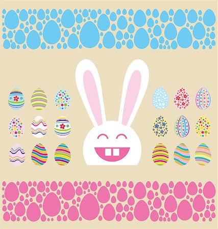 simsearch:400-05040794,k - Vector Easter card with eggs of different color, rabbit Stock Photo - Budget Royalty-Free & Subscription, Code: 400-07470893